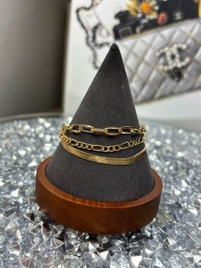 Gold tone Chain stackable Bracelet Set